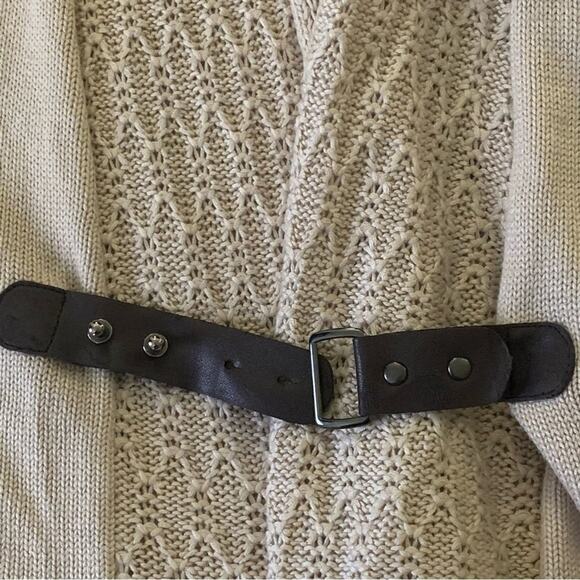 Brown Leather Belted Sweater Medium The Limited Vintage Y2K  Classic Cream - Picture 3 of 12